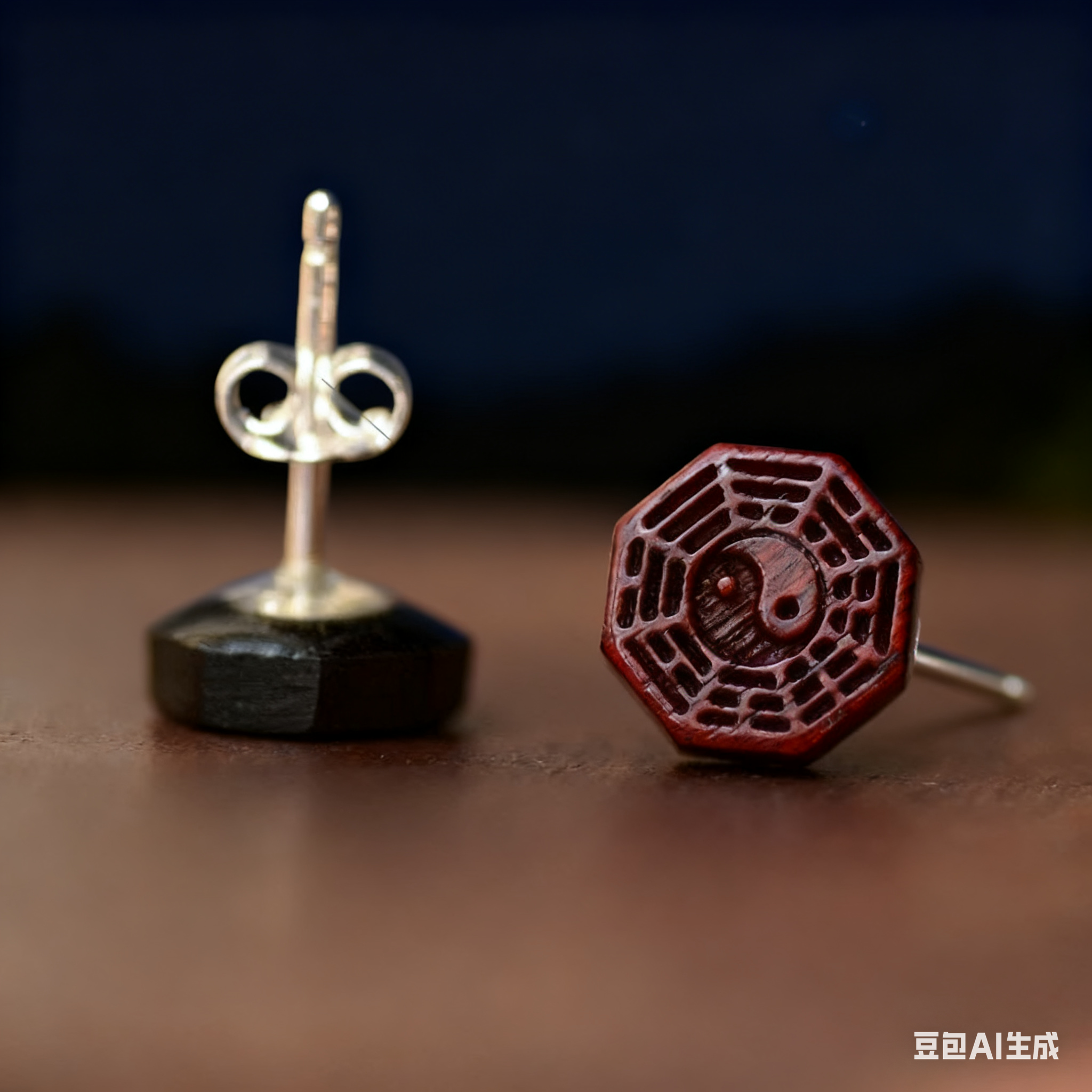 Taiji Bagua Sandalwood Earrings